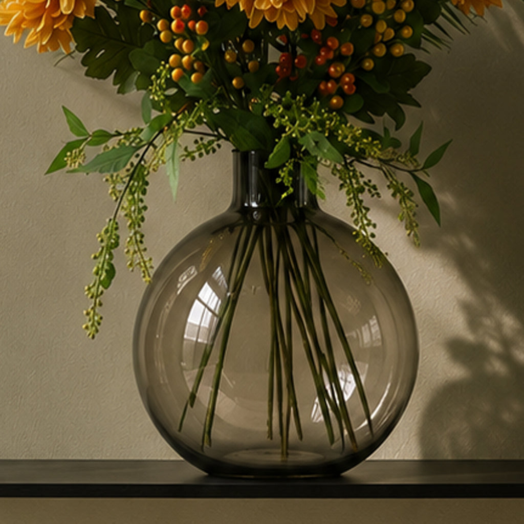 40cm Grey Smoke Bottle Glass Vase