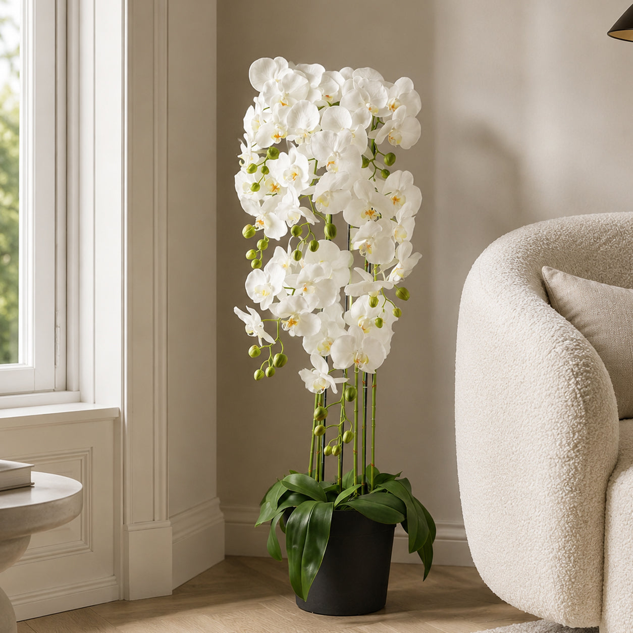 110cm Large White Orchid Plant Artifcial 41 REAL TOUCH flowers