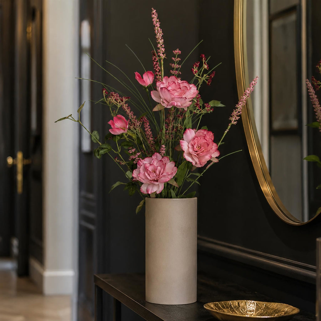 Faux Pink Peony and Wildflower Bunches, 52cm Ready-Made Bouquets - Set of 6