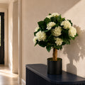 75cm Artificial White Bush Hydrangea Plant Potted