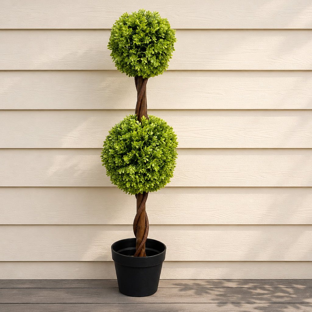90cm Artificial Green Double Ball Topiary Tree - Premium Quality