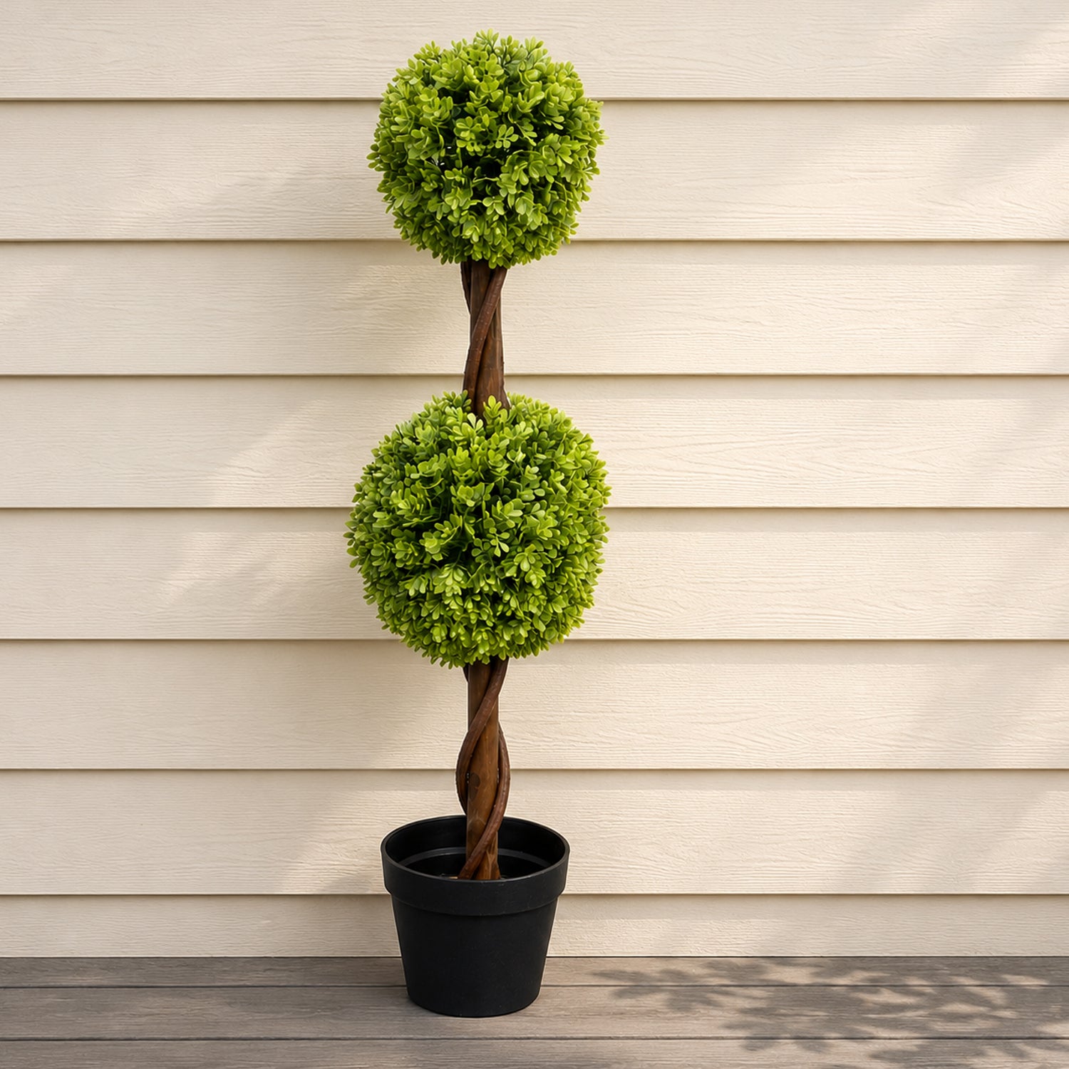 90cm Artificial Green Double Ball Topiary Tree - Premium Quality