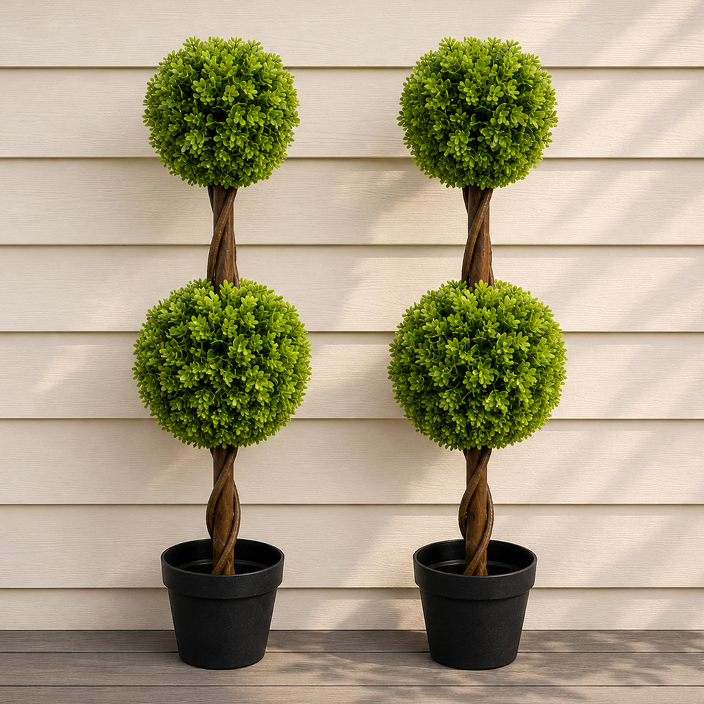 90cm Artificial Green Double Ball Topiary Tree - Premium Quality (image 8 of 8)