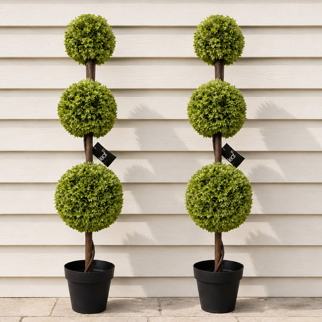 120cm Artificial Green Triple Ball Topiary Tree - Premium Quality (image 7 of 7)