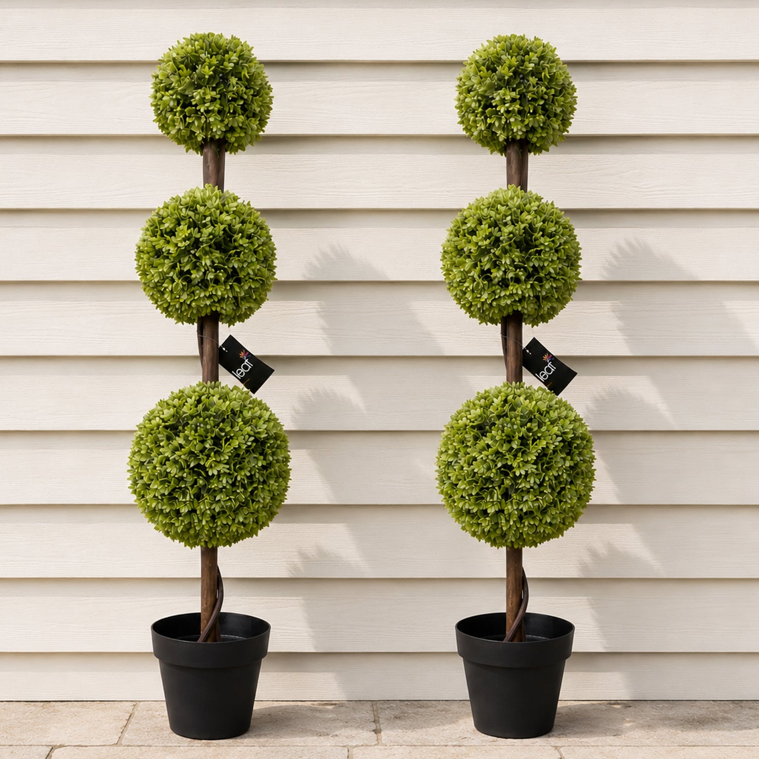 120cm Artificial Green Triple Ball Topiary Tree - Premium Quality
