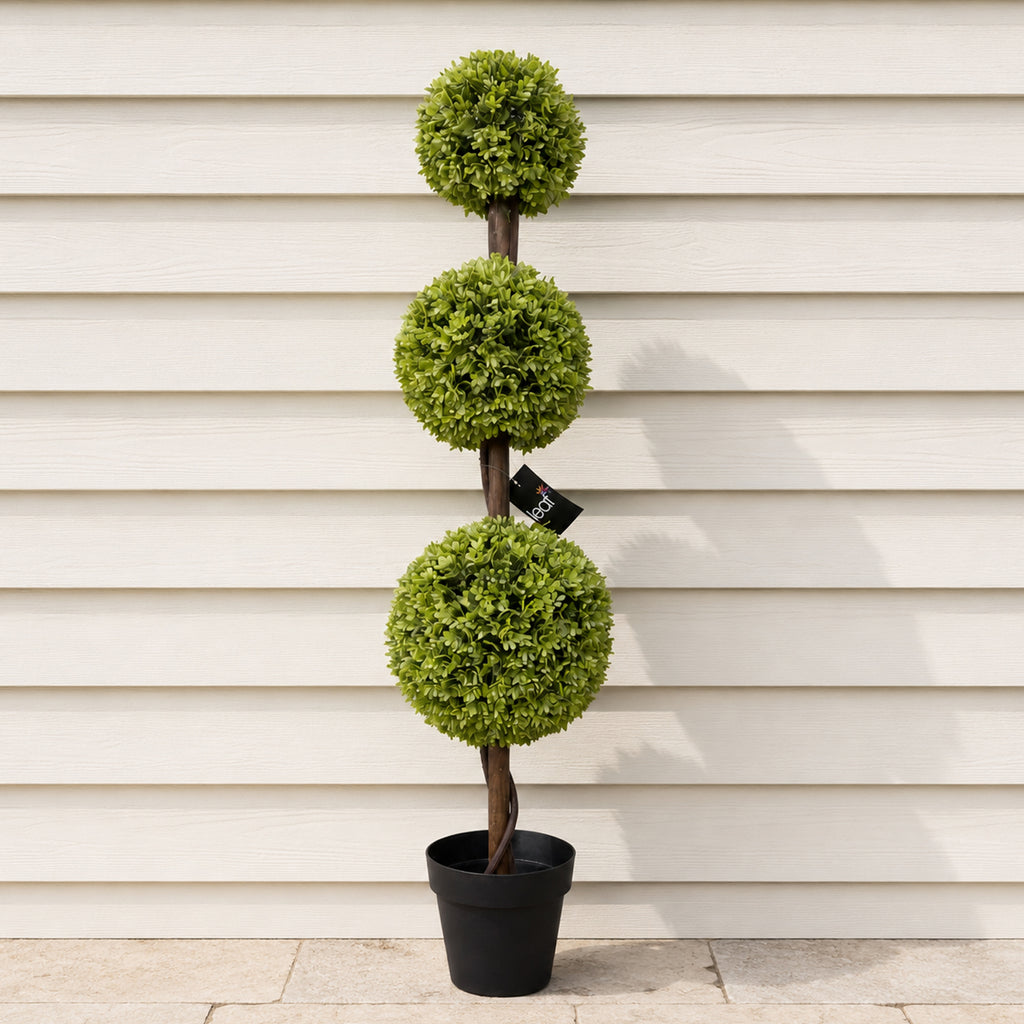 120cm Artificial Green Triple Ball Topiary Tree - Premium Quality