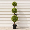 120cm Artificial Green Triple Ball Topiary Tree - Premium Quality