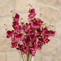 Pack of 6 x 80cm Dark Pink Artificial Mini Orchid Stem - Premium Quality