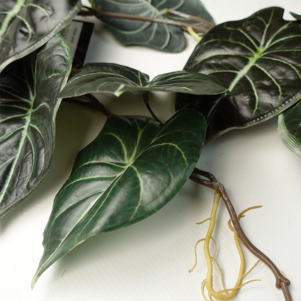 6 x 120cm Artificial Hanging Trailing Plant Alocasia Dragon Scale Dark - Premium Quality