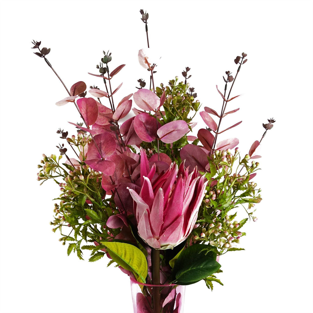 Pack of 6 x 55cm Artificial Foliage Stem with Pink Berries - Premium Quality