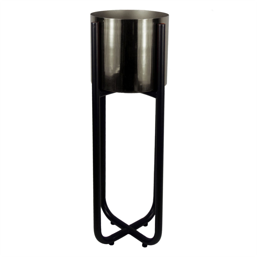 Tall Black Stand with Gold Metal Planter 62cm x 18cm