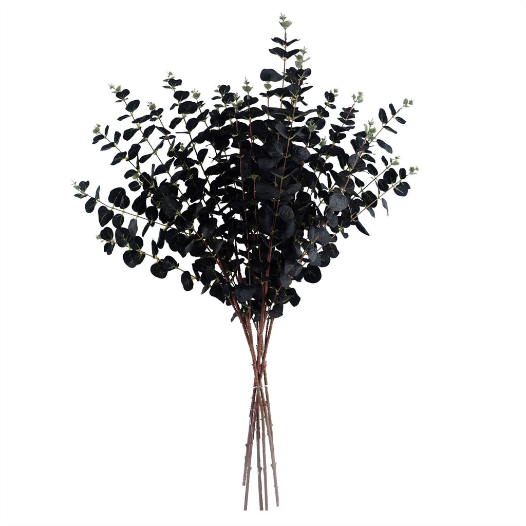 Artificial Pack of 6 x 80cm Black Eucalyptus Foliage Stem - Premium Quality