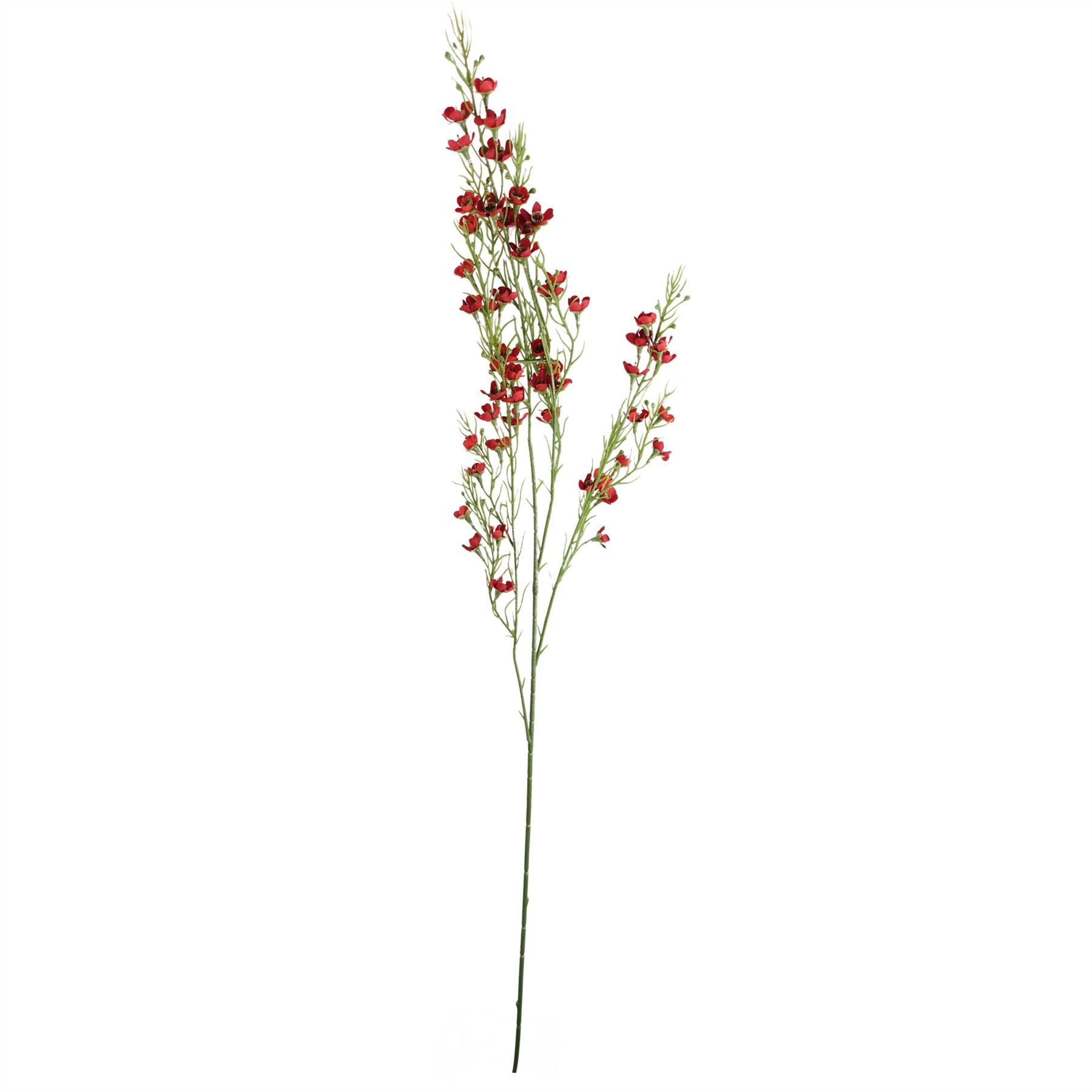 Pack of 6 x 100cm Artificial Foliage Stem with Small Flowers - Red - Premium Quality