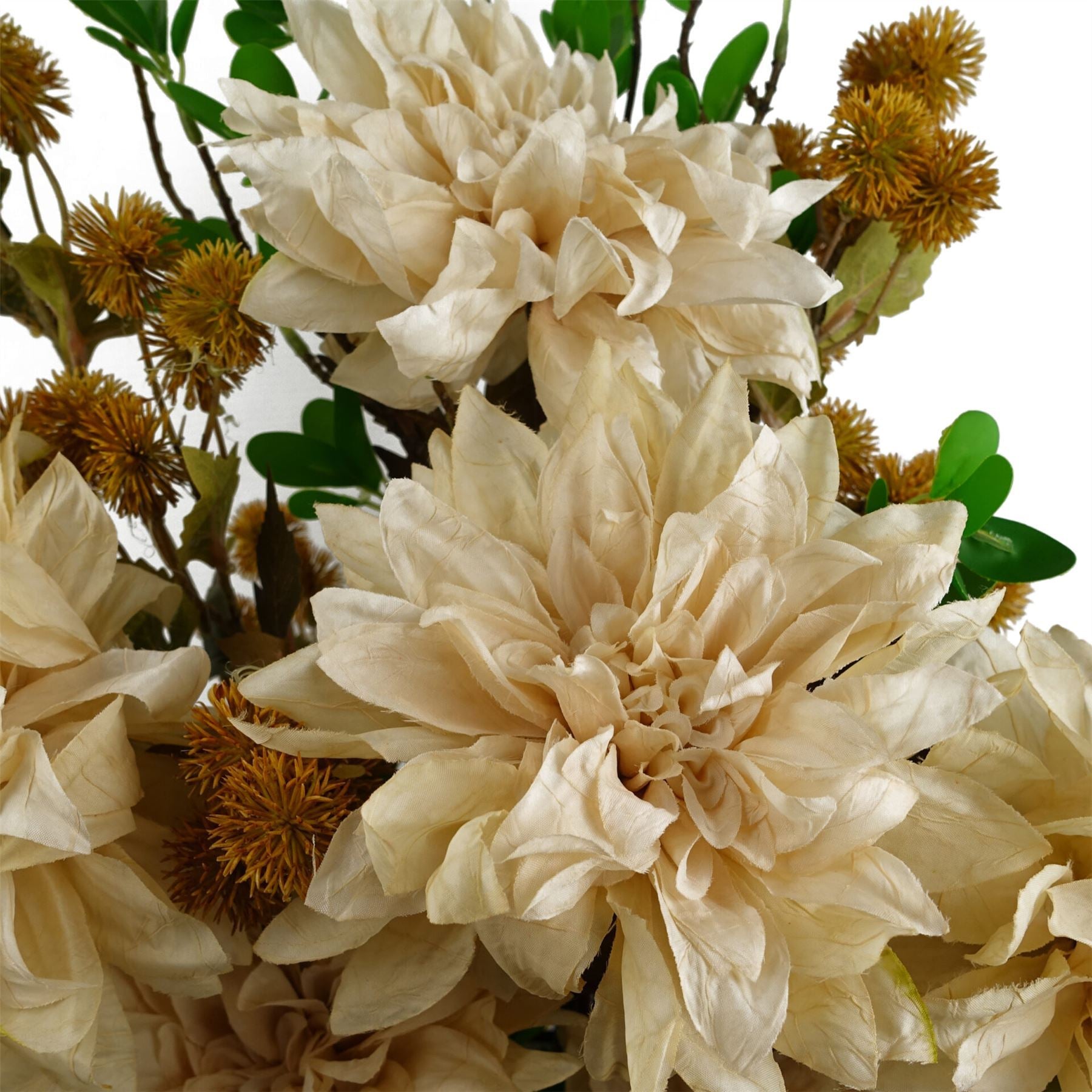 Artificial Pack of 6 x 55cm Dahlia Flower Stem - Dusty Cream - Premium Quality