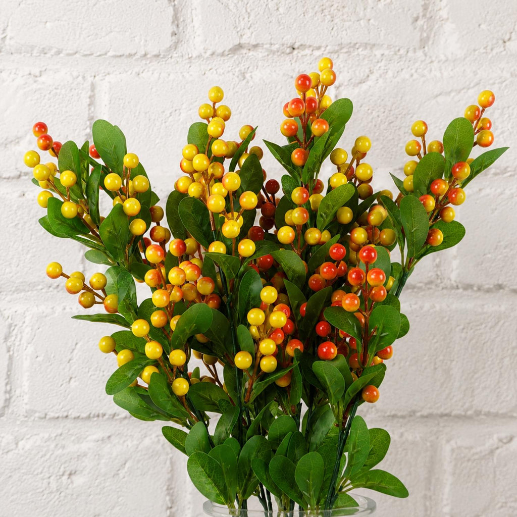 Pack of 6 x 70cm Artificial Orange Berry Spray - Premium Quality