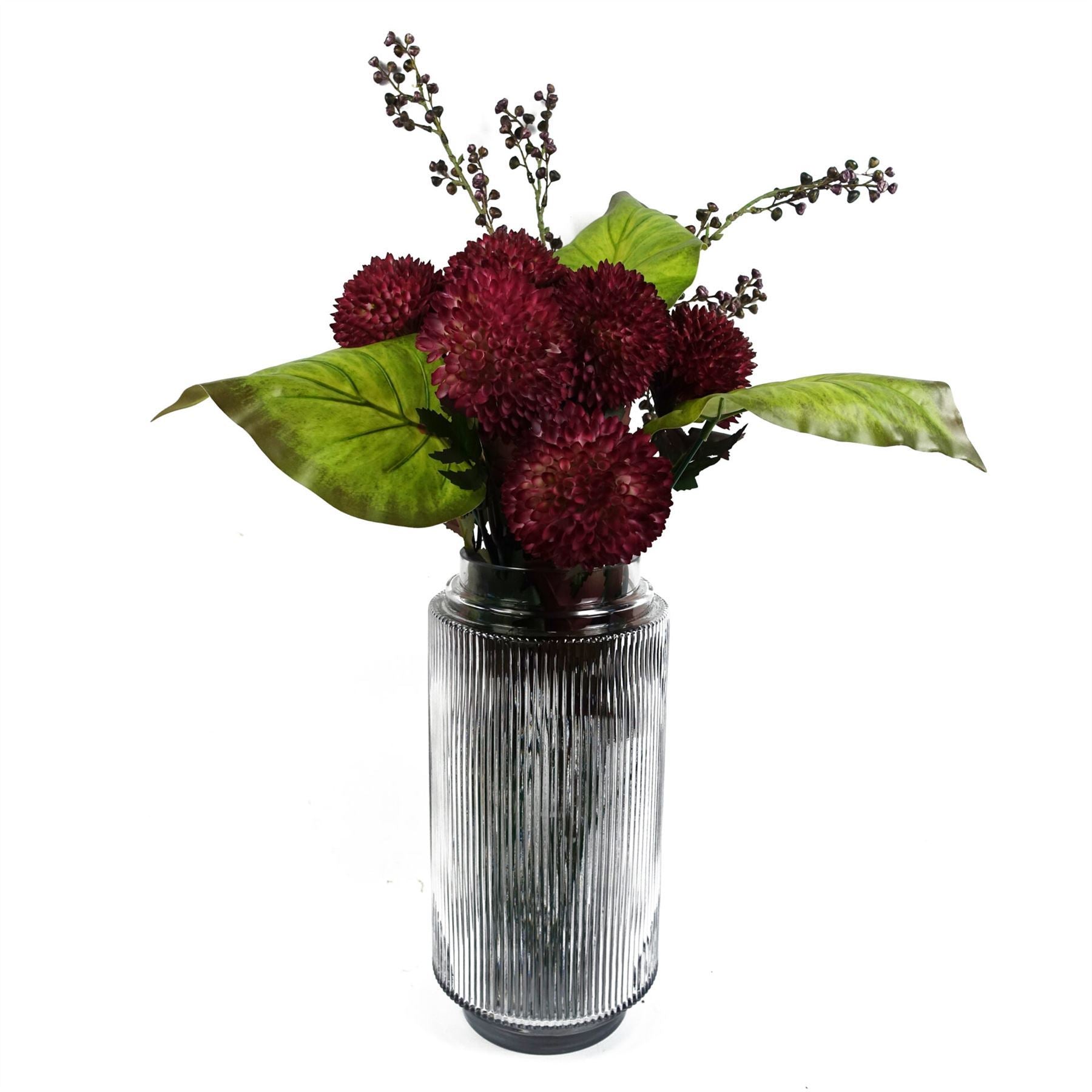 Pack of 6 x 70cm Large Ball Dahlia Artificial Flower Stem Pink - Premium Quality