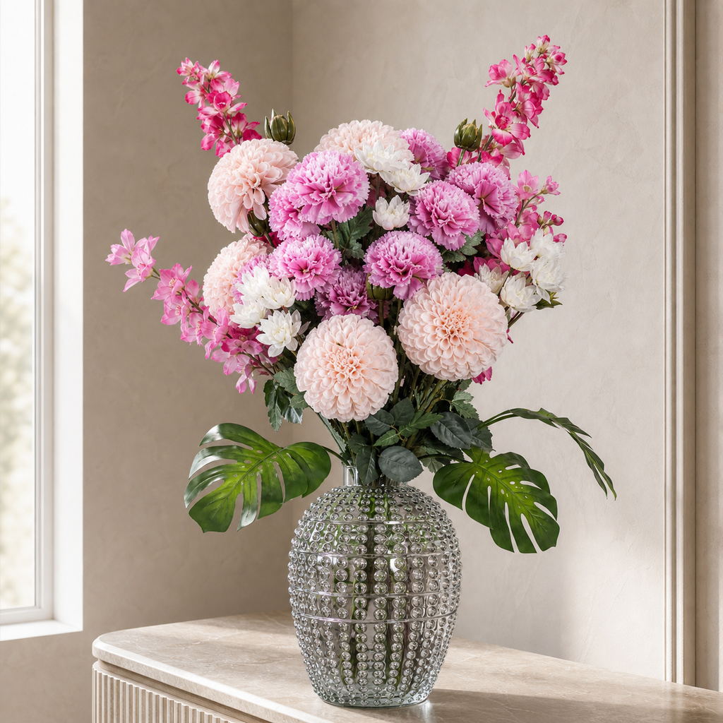 75cm Dahlia Artificial Flowers Tropical Blossom Bubble Vase - Premium Quality (image 8 of 8)