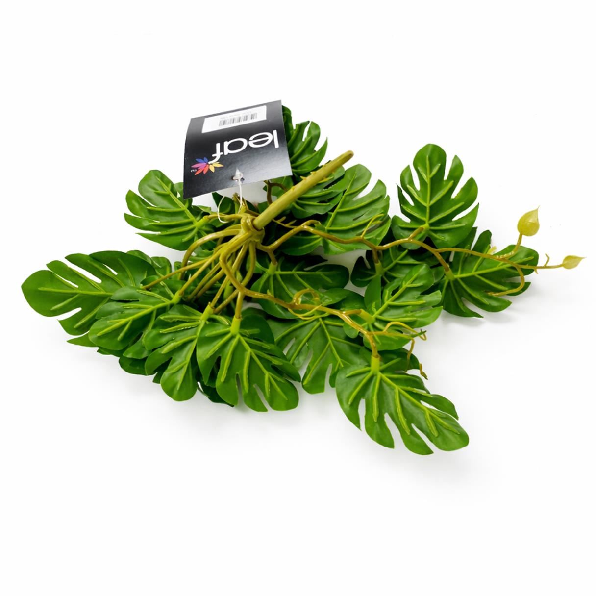 25cm Artificial Realistic Monstera Stem Plant - Dark Green - Premium Quality