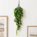 70cm Artificial Trailing Green & White Flowering Hanging Plant Faux Foliage - Premium Quality