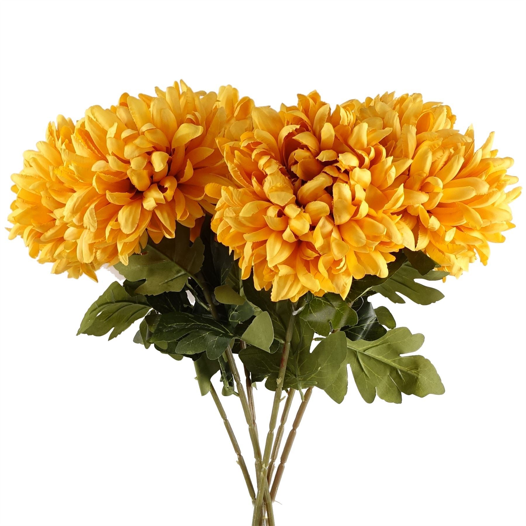 Artificial Pack of 6 x 75cm Extra Large Reflex Chrysanthemum - Gold - Premium Quality