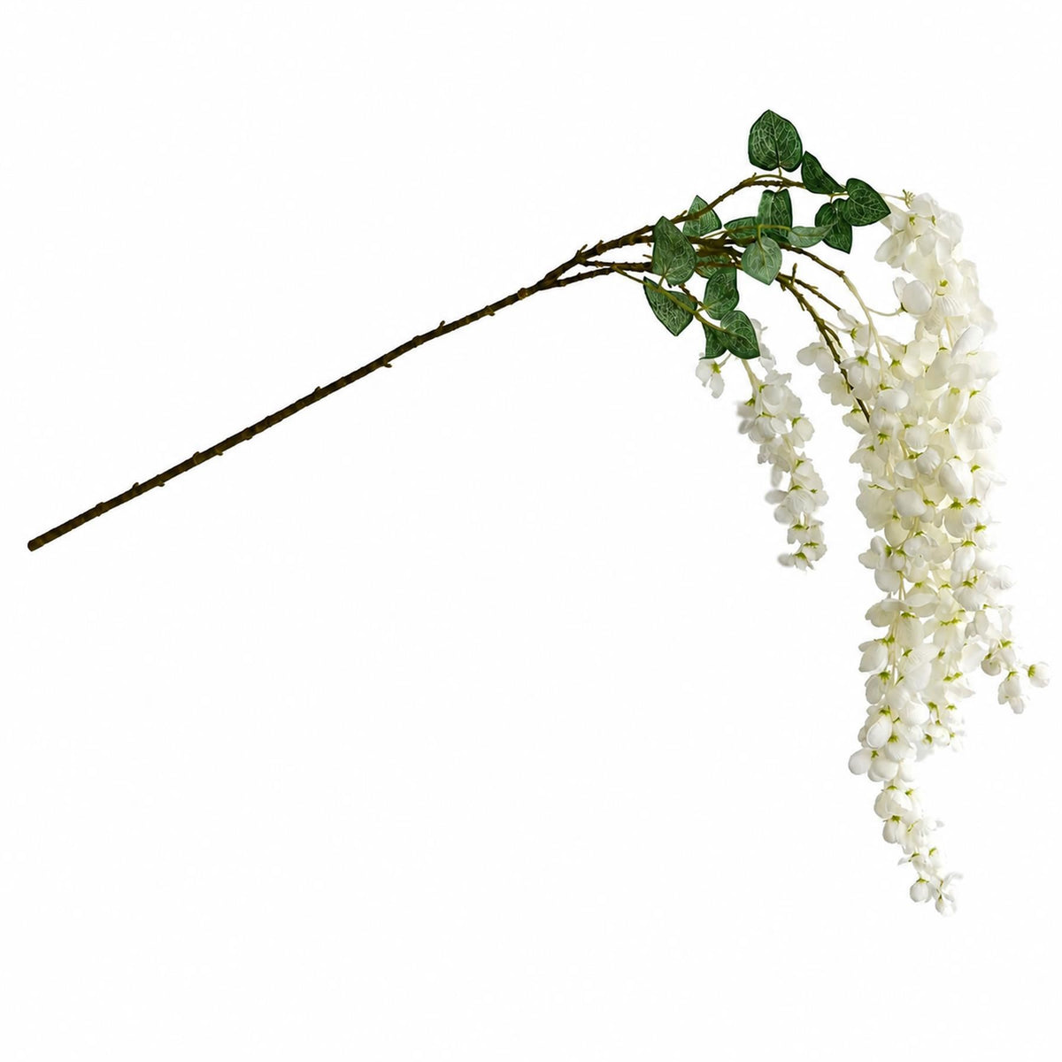 Set of 6 Faux White Wisteria Sprays, 110cm Long Cascading Flower Stems
