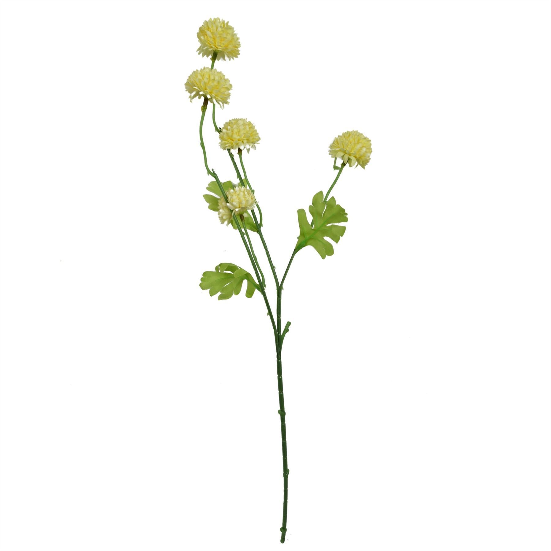 Pack of 6 x 50cm Dahlia Pompom Yellow Artificial Stem - Premium Quality