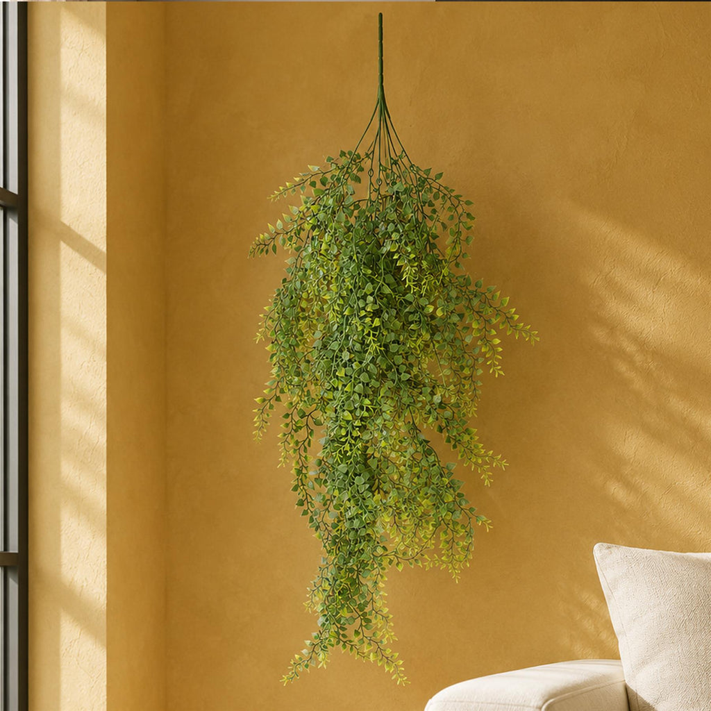Hanging UV and Fire Resistant Artificial Trailing Button Fern Plant 82cm - Premium Quality