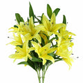 Artificial Pack of 6 x 100cm Large Yellow Lily Stem - 18 Flowers - Premium Quality