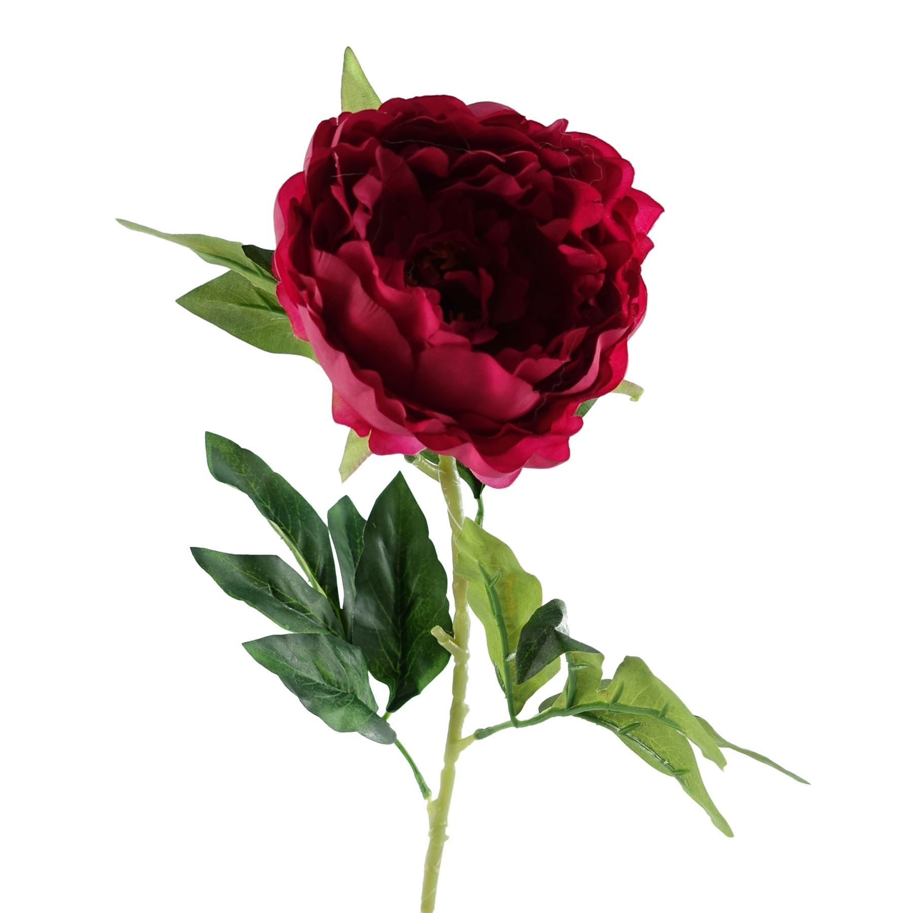 Pack of 6 x 80cm Artificial Dark Pink Peony Stem - Premium Quality
