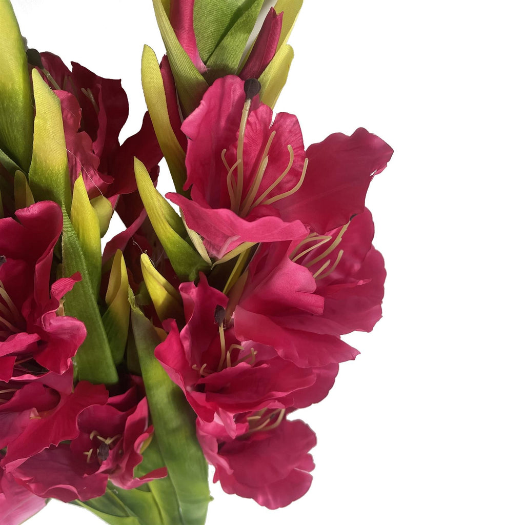 Pack of 6 x 115cm Artificial Pink Gladioli Stem - Premium Quality