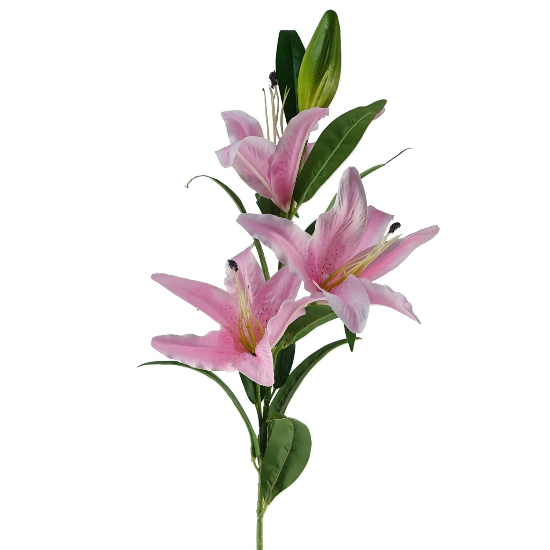 Artificial Pack of 6 x 100cm Large Pink Lily Stem - 18 Flowers - Premium Quality