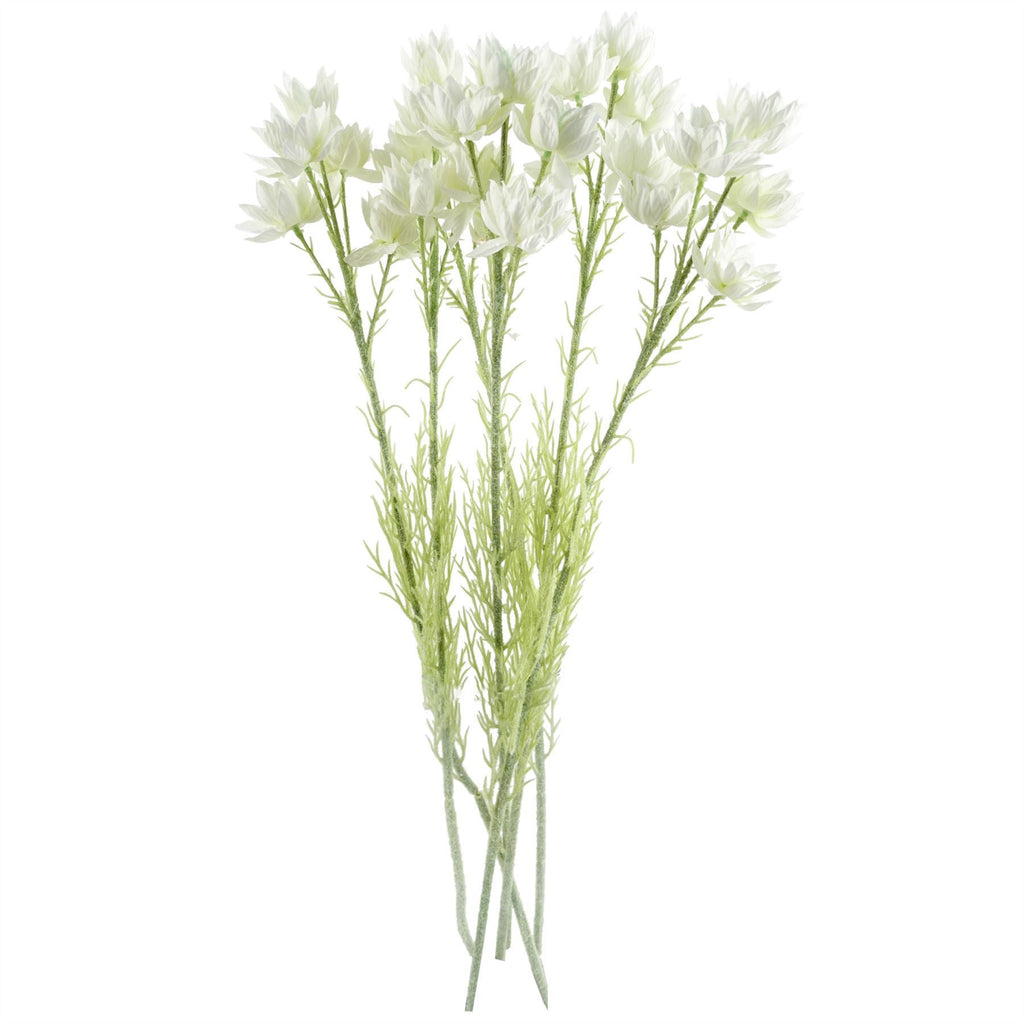 Artificial Pack of 6 x 60cm White Starflower Stem - 30 Flowers - Premium Quality