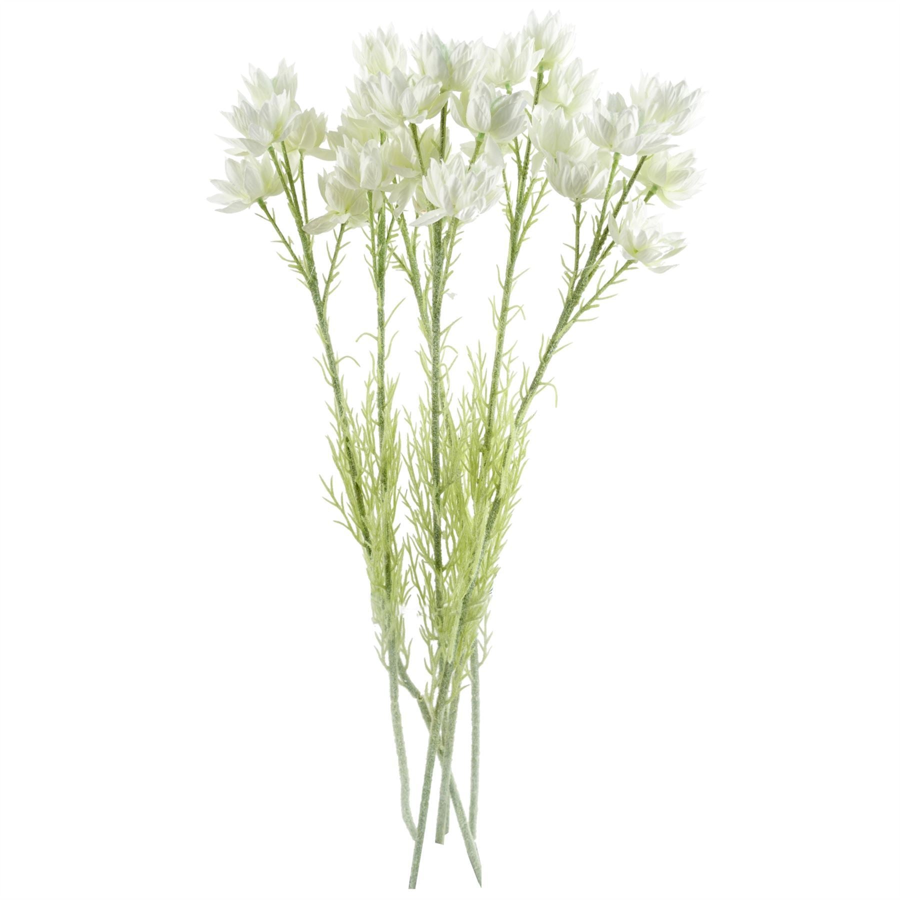 Artificial Pack of 6 x 60cm White Starflower Stem - 30 Flowers - Premium Quality