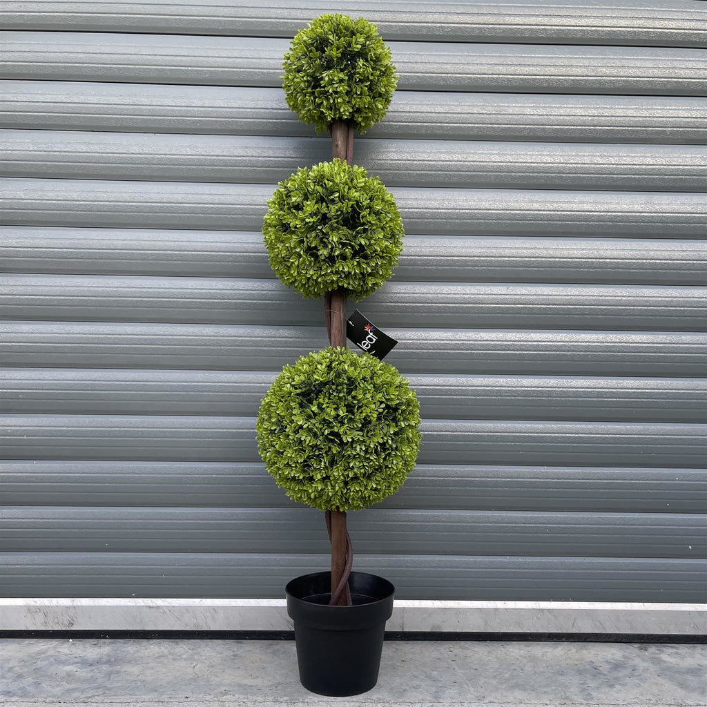 120cm Artificial Green Triple Ball Topiary Tree - Premium Quality