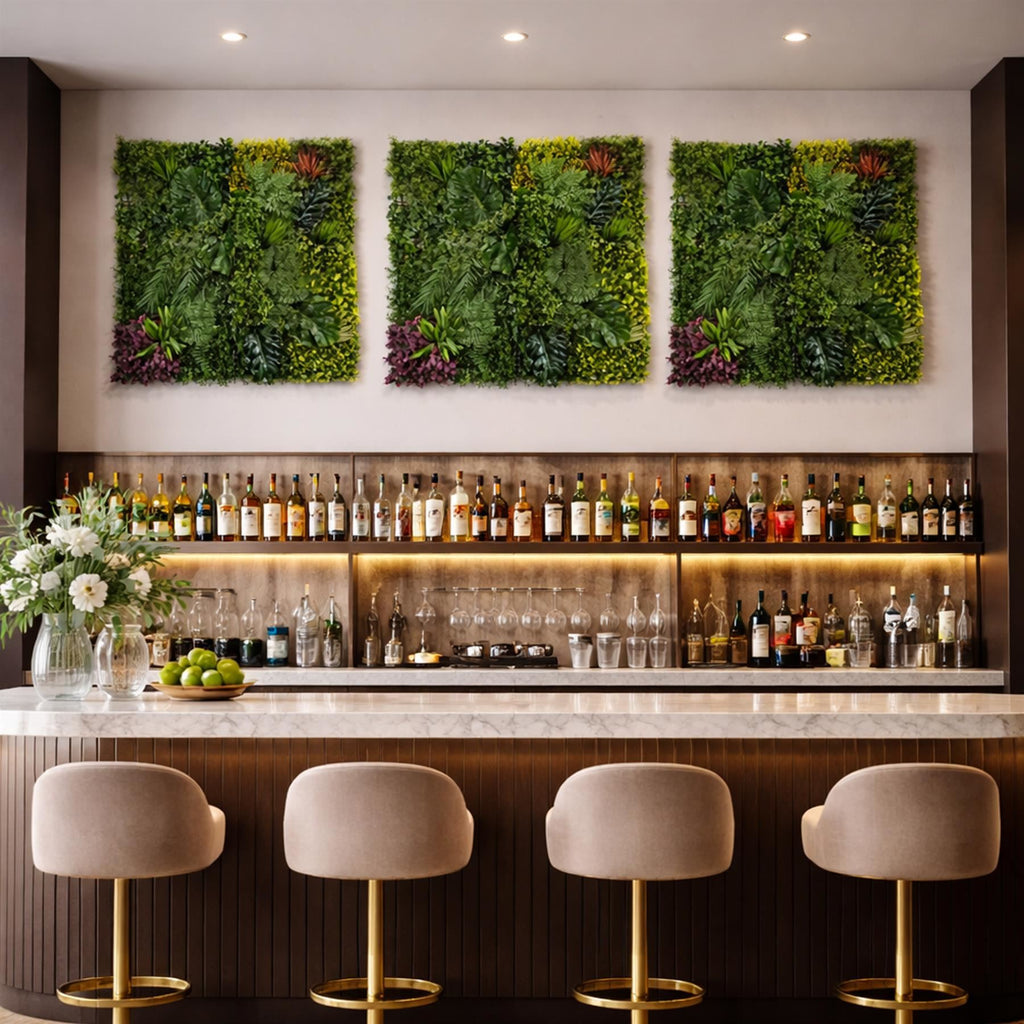 100cm Artificial Tropical Mixed Green Wall Panel with Monstera and Fern Foliage - Premium Quality