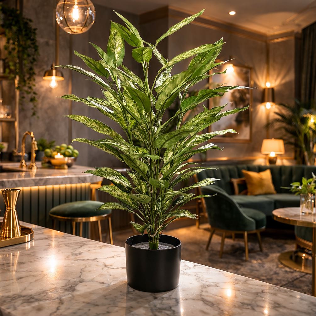 80cm Artificial Fire Retardant Aglaonema Bush with 72 Leaves - Premium Quality