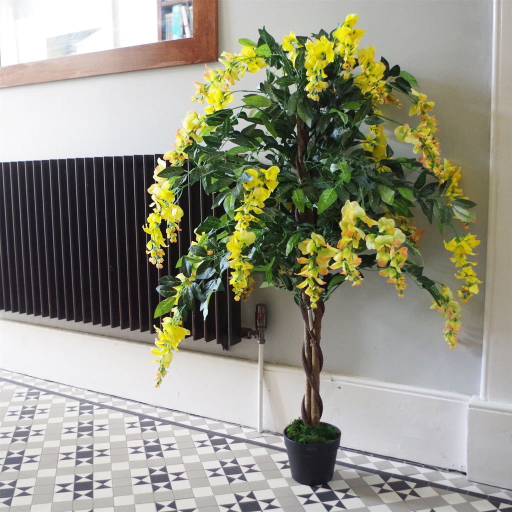 120cm Artificial Yellow Flowering Wisteria Tree