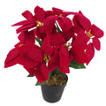 Artificial Christmas Xmas Red Poinsettia 40cm Potted Houseplant - Premium Quality