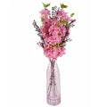 100cm Pink Artificial Blossom and Berries Glass Vase - Premium Quality