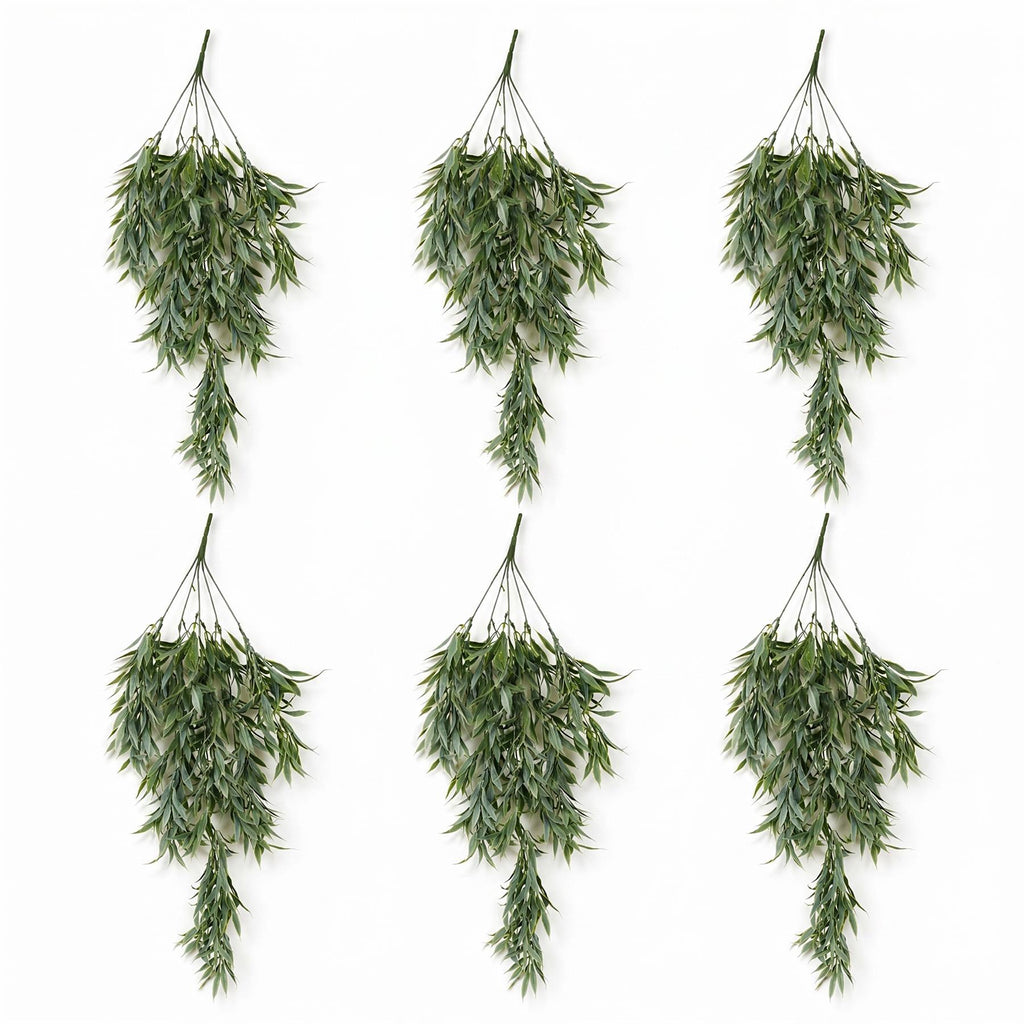 80cm Artificial Italian Ruscus Hanging Plant with Realistic Foliage - Sage Green - Premium Quality