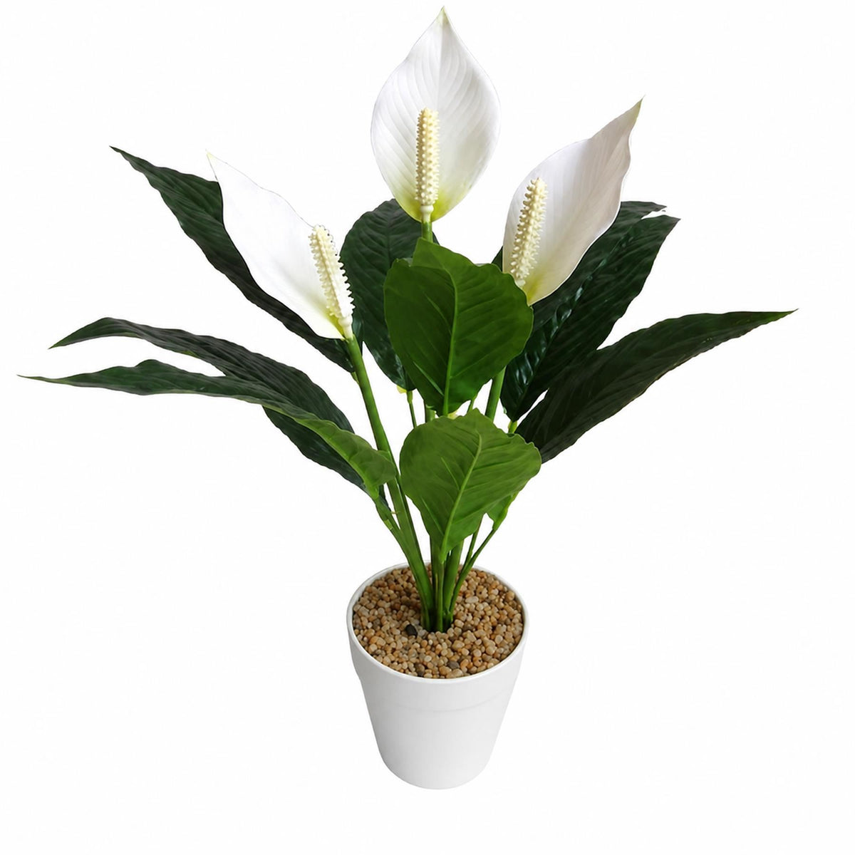 Faux Peace Lily Plant in Pot, 38cm Small Flowering House Plant