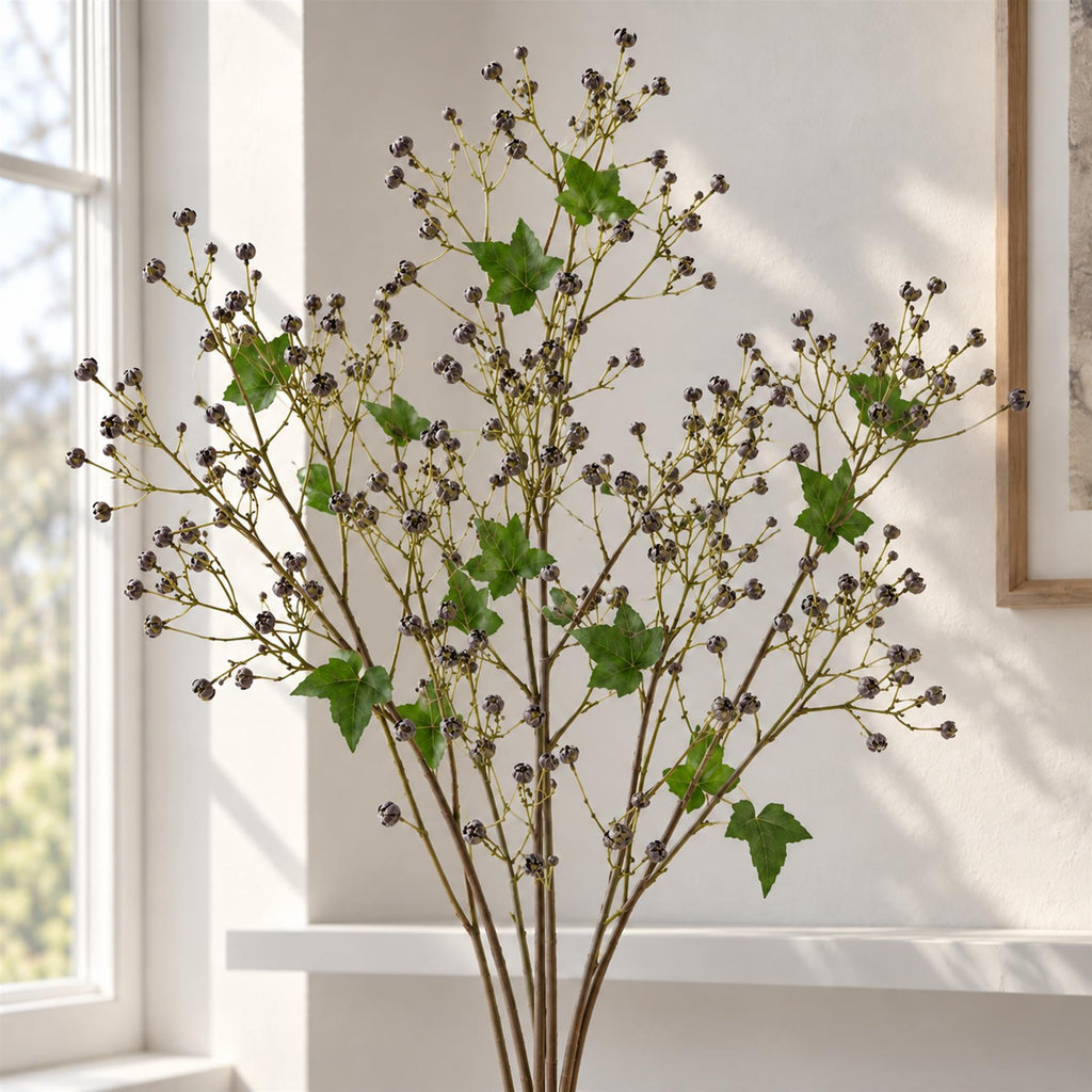 Faux Daphne Berry Sprays, 86cm Branching Stems - Set of 6
