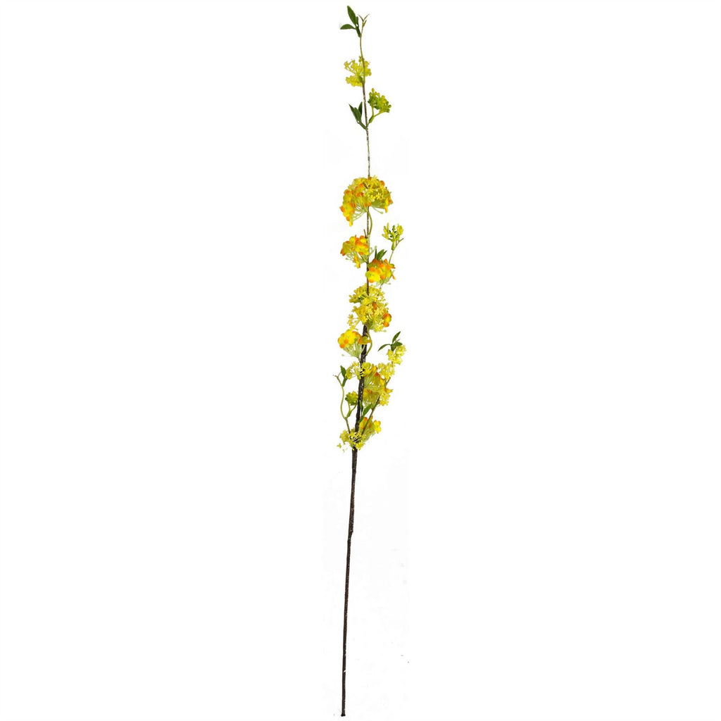 Artificial Pack of 6 x 100cm Yellow Blossom Spray Stem - Premium Quality