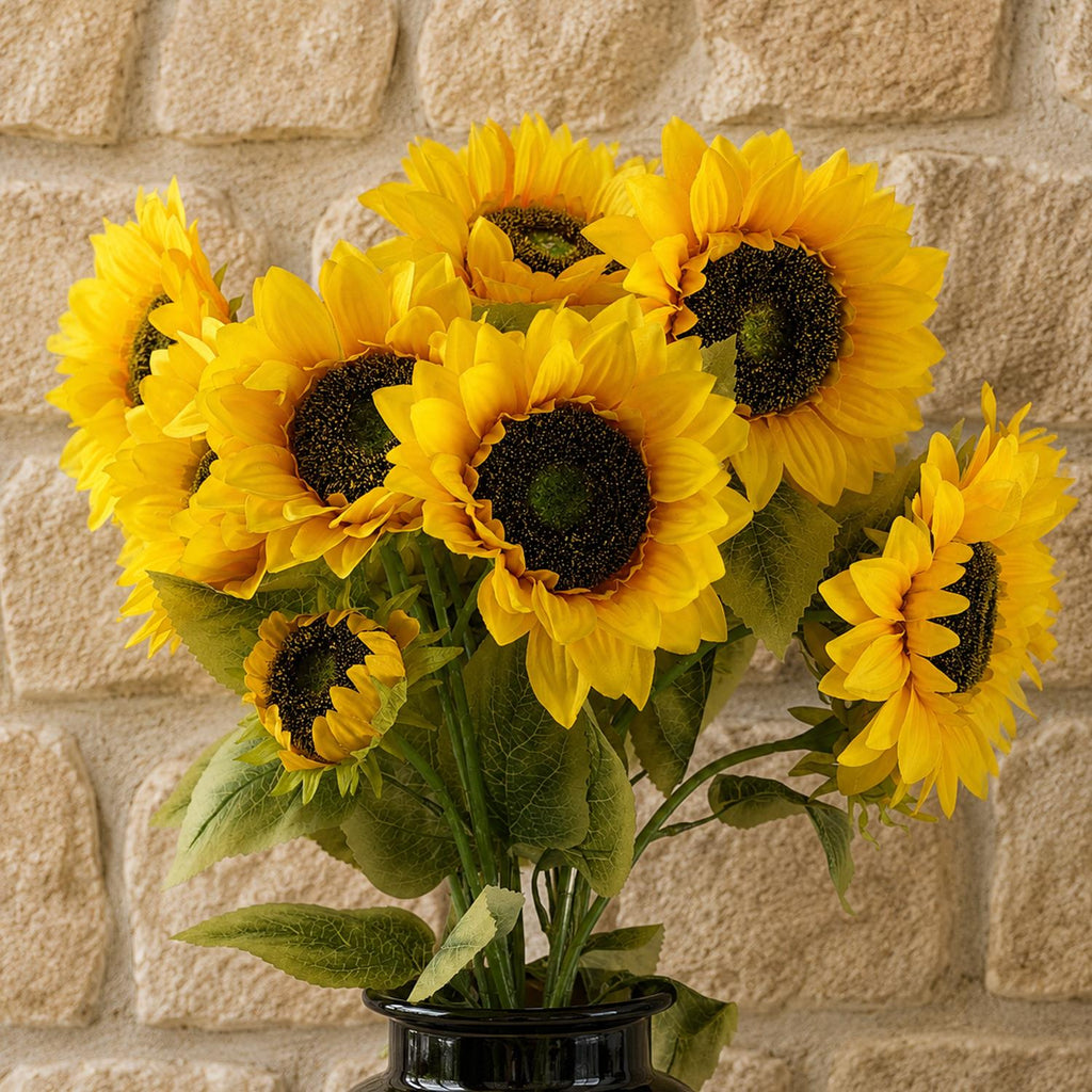 Pack of 6 x 88cm Yellow Artificial Sunflower - 18 heads - Premium Quality