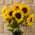 Pack of 6 x 88cm Yellow Artificial Sunflower - 18 heads - Premium Quality