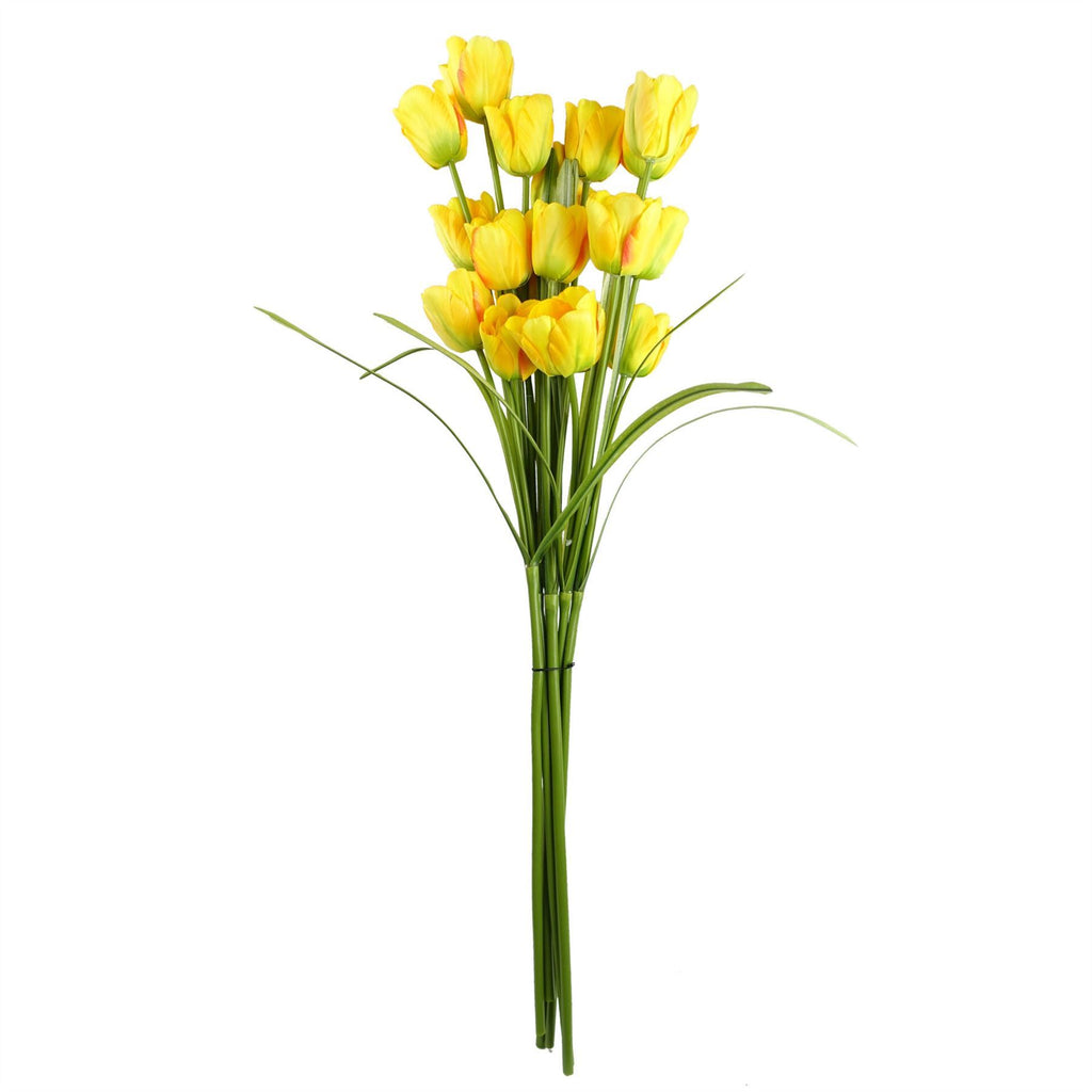 Pack of 6 x 80cm Artificial Tulip Yellow Stem - Premium Quality