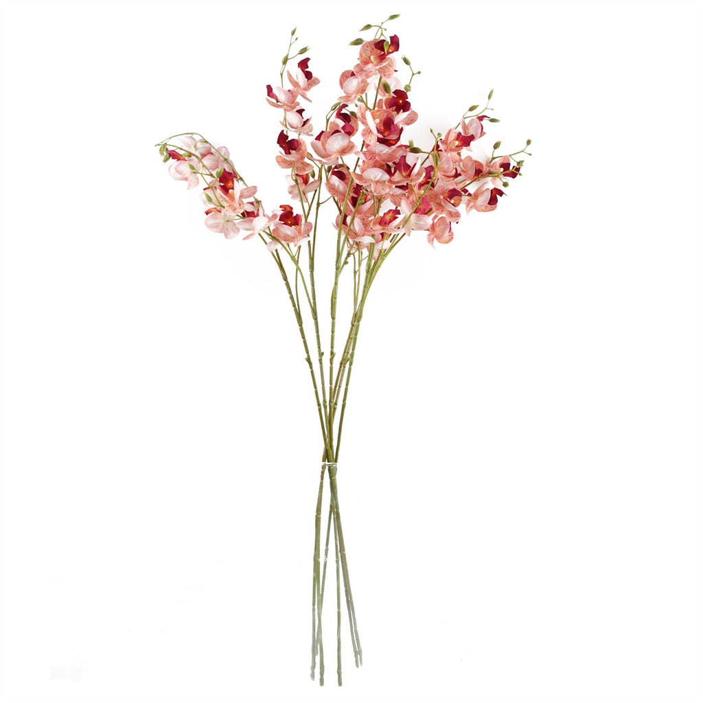 Pack of 6 x 80cm Pink Artificial Mini Orchid Stem - Premium Quality