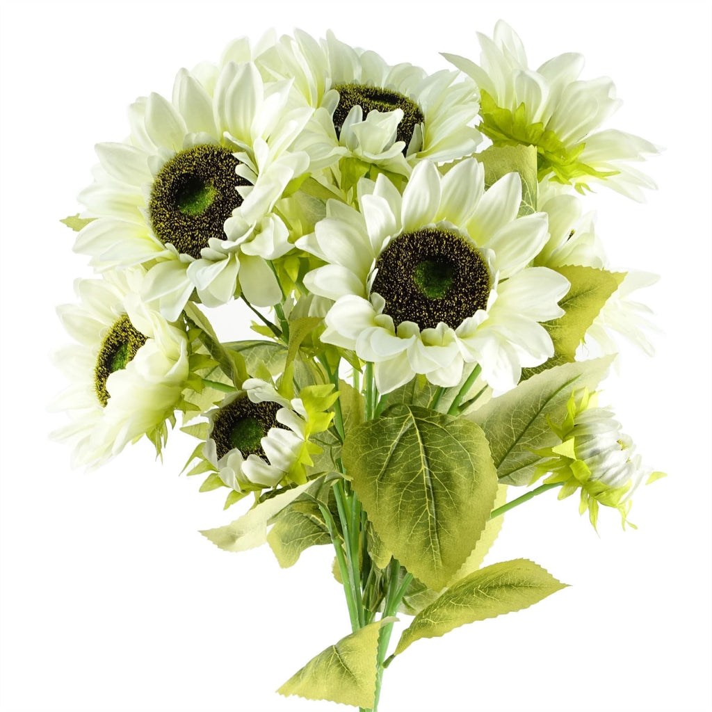 Pack of 6 x 88cm White Artificial Sunflower - 18 heads - Premium Quality