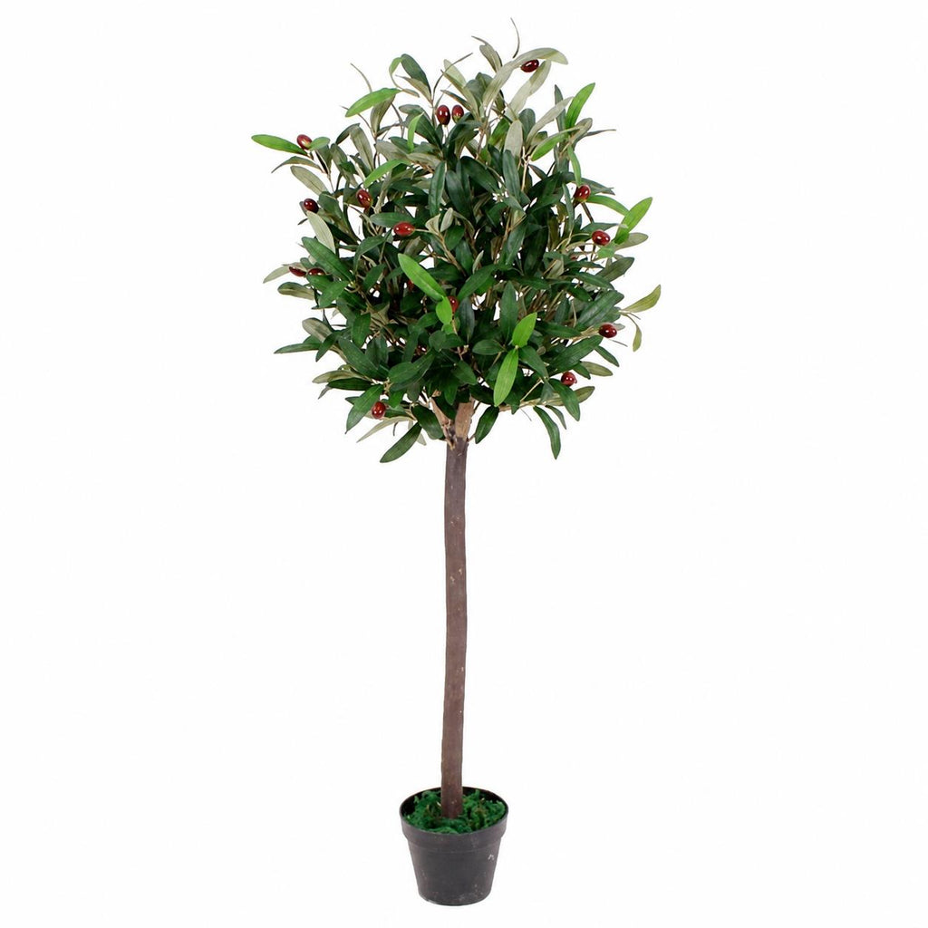 90cm Leaf Design UK Realistic Artificial Olive Tree in Black Plastic Pot