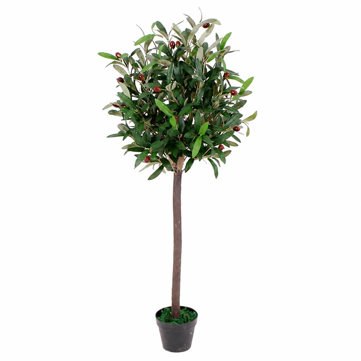 90cm Leaf Design UK Realistic Artificial Olive Tree in Black Plastic Pot